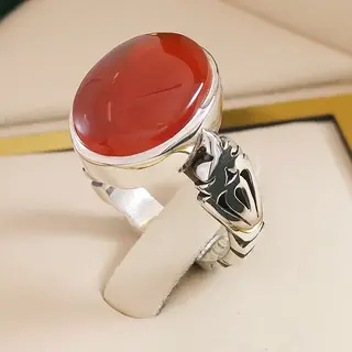 انگشتر نقره مردانه عقیق یمنی سرخ کد S2525
