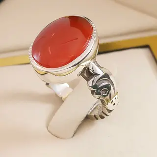 انگشتر نقره مردانه عقیق یمنی سرخ کد S2526