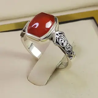 انگشتر نقره زنانه عقیق یمنی سرخ کد S2533