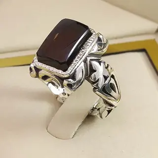 انگشتر نقره مردانه عقیق یمنی سرخ کد S2539