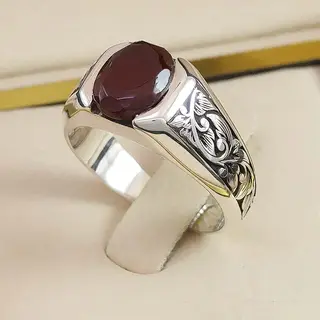 انگشتر نقره مردانه عقیق یمنی سرخ کد S2540