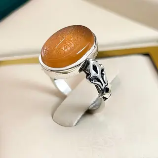 انگشتر نقره زنانه عقیق یمنی پرتقالی خطی کد S2553