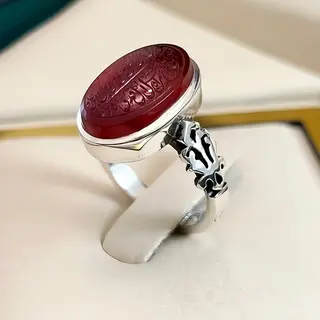انگشتر نقره زنانه عقیق یمنی سرخ خطی کد S2554
