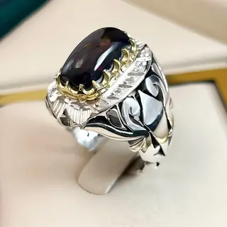 انگشتر نقره مردانه اوپال آتشین کد S2555