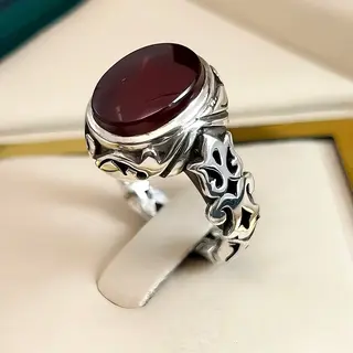 انگشتر نقره مردانه عقیق یمنی سرخ کد S2558