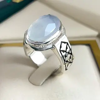 انگشتر نقره مردانه عقیق یمنی نباتی کد S2563