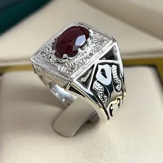 انگشتر نقره مردانه عقیق یمنی سرخ کد S2564