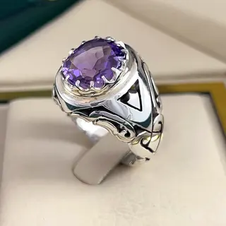 انگشتر نقره مردانه آمیتیست کد S2575