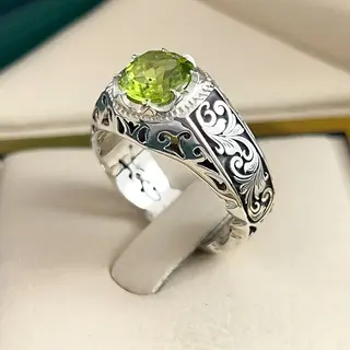 انگشتر نقره مردانه زبرجد کد S2576