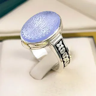 انگشتر نقره مردانه عقیق یمنی کبود خطی کد S2579