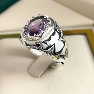 انگشتر نقره مردانه آمیتیست کد S2580