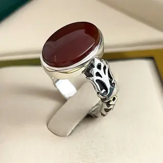 انگشتر نقره مردانه عقیق یمنی سرخ کد S2583