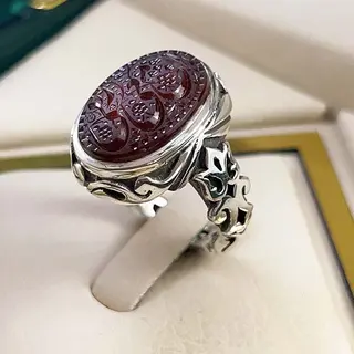 انگشتر نقره مردانه عقیق یمنی خطی کد S2591