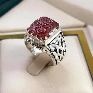 انگشتر نقره مردانه عقیق یمنی خطی کد S2593