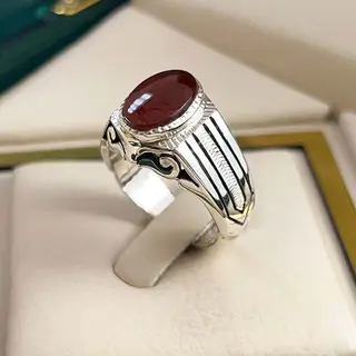 انگشتر نقره مردانه عقیق یمنی سرخ کد S2594