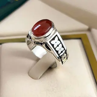 انگشتر نقره مردانه عقیق یمنی سرخ کد S2595