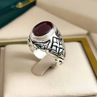 انگشتر نقره مردانه عقیق یمنی سرخ کد S2598