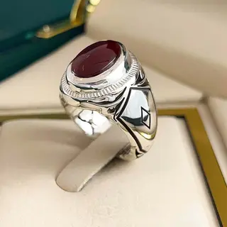 انگشتر نقره مردانه عقیق یمنی سرخ کد S2599