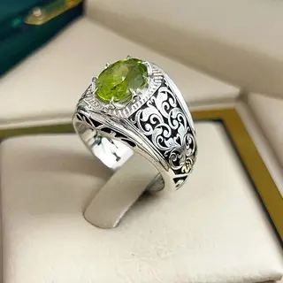 انگشتر نقره مردانه زبرجد کد S2605