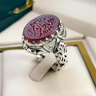 انگشتر نقره مردانه عقیق یمنی سرخ خطی کد S2606