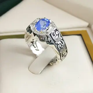 انگشتر نقره مردانه توپاز سوئیسی کد S2610