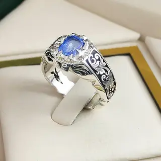 انگشتر نقره مردانه توپاز سوئیسی کد S2613