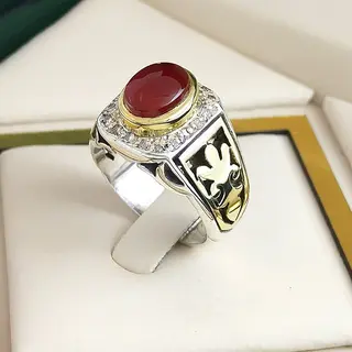 انگشتر نقره مردانه عقیق یمنی سرخ کد S2617