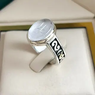 انگشتر نقره مردانه دُرّ نجف خطی کد S2620