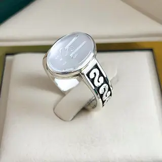 انگشتر نقره مردانه دُرّ نجف خطی کد S2622
