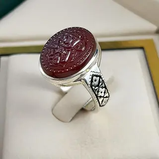 انگشتر نقره مردانه عقیق یمنی خطی کد S2623