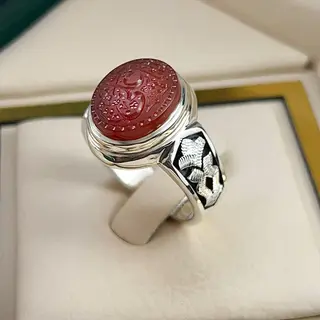 انگشتر نقره مردانه عقیق یمنی خطی کد S2624