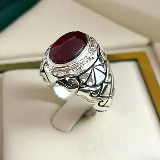انگشتر نقره مردانه عقیق یمنی سرخ کد S2629
