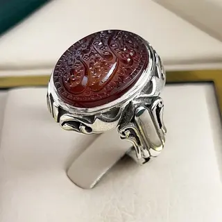 انگشتر نقره مردانه عقیق یمنی خطی کد S2638