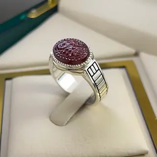 انگشتر نقره مردانه عقیق یمنی خطی کد S2643