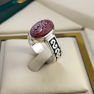 انگشتر نقره مردانه عقیق یمنی خطی کد S2644