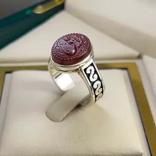 انگشتر نقره مردانه عقیق یمنی خطی کد S2645