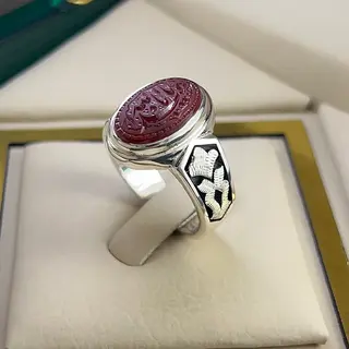 انگشتر نقره مردانه عقیق یمنی خطی کد S2646