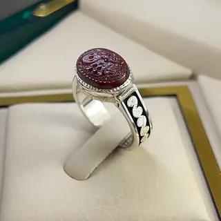انگشتر نقره مردانه عقیق یمنی خطی کد S2647