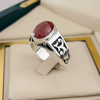 انگشتر نقره مردانه عقیق یمنی سرخ کد S2649