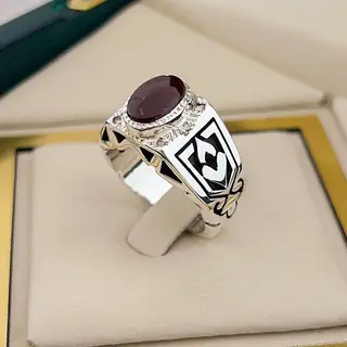 انگشتر نقره مردانه عقیق یمنی سرخ کد S2650