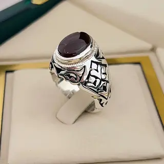 انگشتر نقره مردانه عقیق یمنی سرخ کد S2653