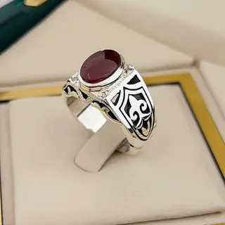 انگشتر نقره مردانه عقیق یمنی سرخ کد S2655