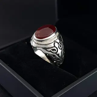 انگشتر نقره مردانه عقیق یمنی سرخ کد S2661