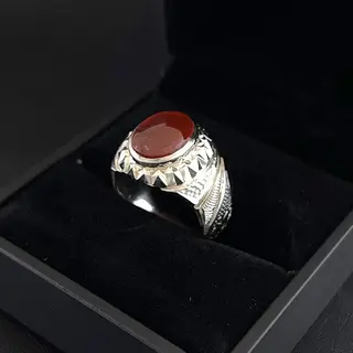 انگشتر نقره مردانه عقیق یمنی سرخ کد S2662