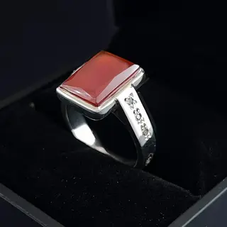 انگشتر نقره مردانه عقیق یمنی سرخ کد S2669