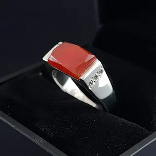 انگشتر نقره مردانه عقیق یمنی سرخ کد S2670