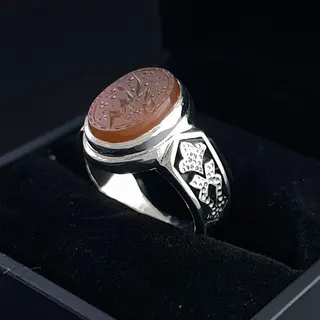 انگشتر نقره مردانه عقیق یمنی خطی کد S2675