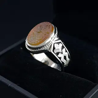 انگشتر نقره مردانه عقیق یمنی خطی کد S2676