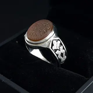 انگشتر نقره مردانه عقیق یمنی خطی کد S2677