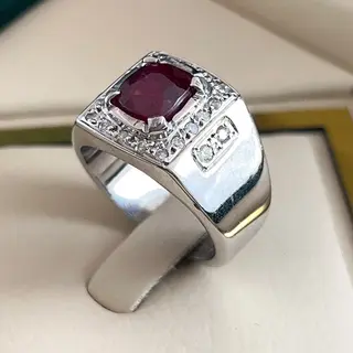 انگشتر نقره مردانه یاقوت سرخ کد S2705